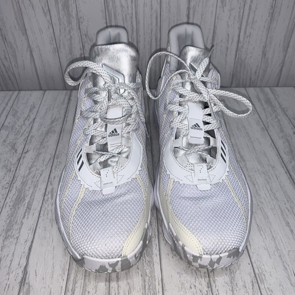 Mens Size 13.5 Adidas Dame 7 White EUC - Picture 2 of 7